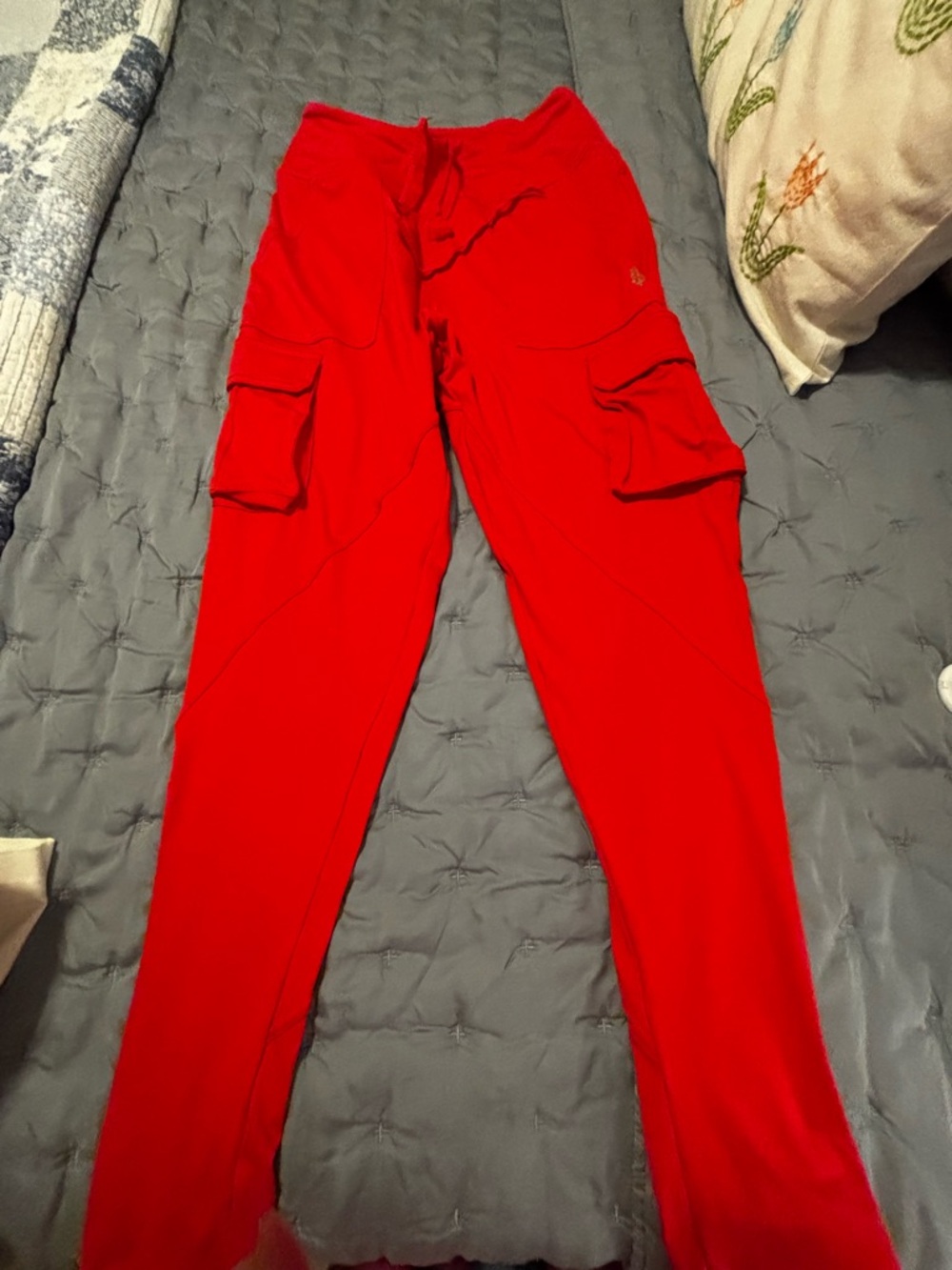 Free People Red Cargo Track Pants